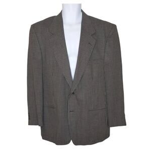 VTG Daniel Hechter Sport Coat Jacket Mens 44R Brown Black Check USA Union Label